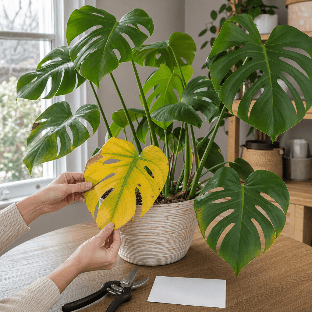 Should You Cut Off Yellow Monstera Leaves? — decision path