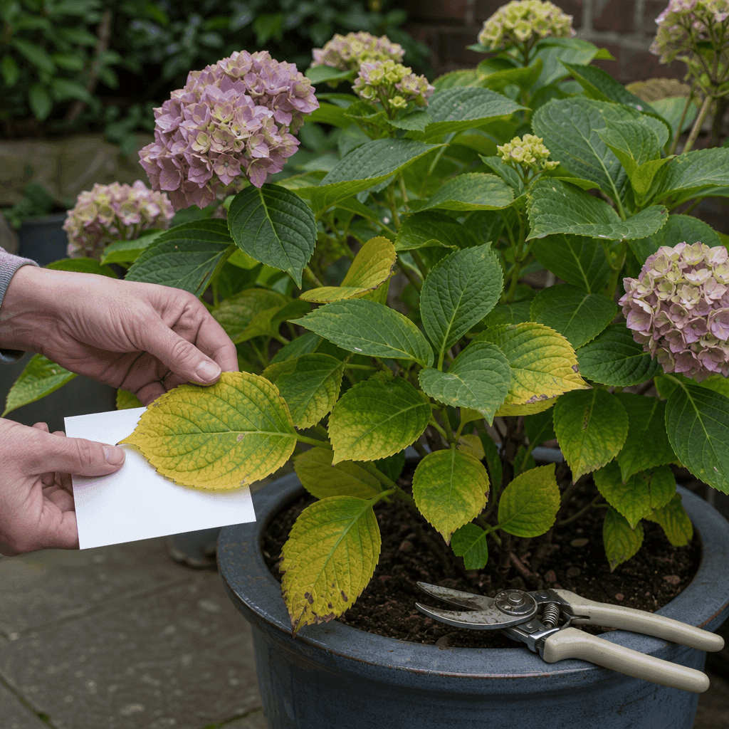 Hydrangea yellow leaves — decision path