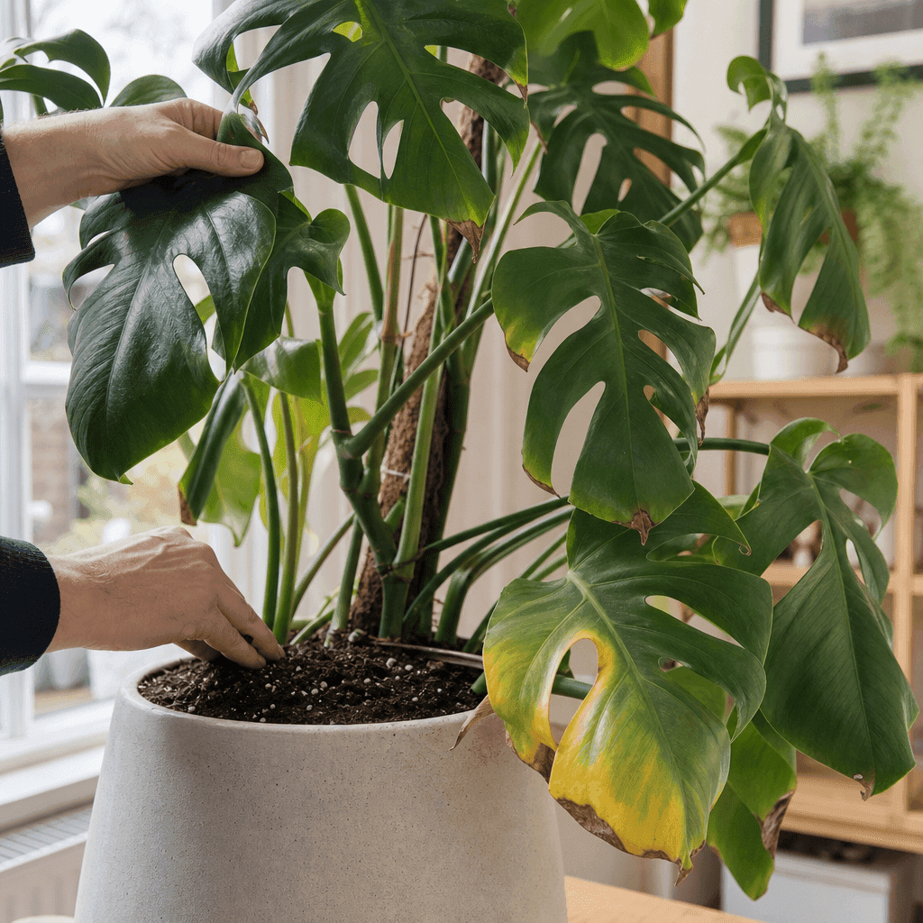 Monstera Leaves Turning Yellow After Repotting — most likely causes