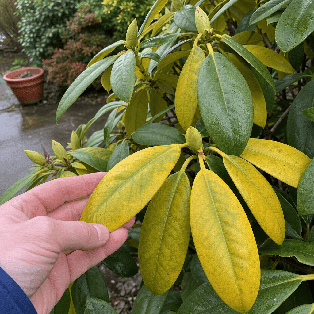 Rhododendron yellow leaves — UK timing notes
