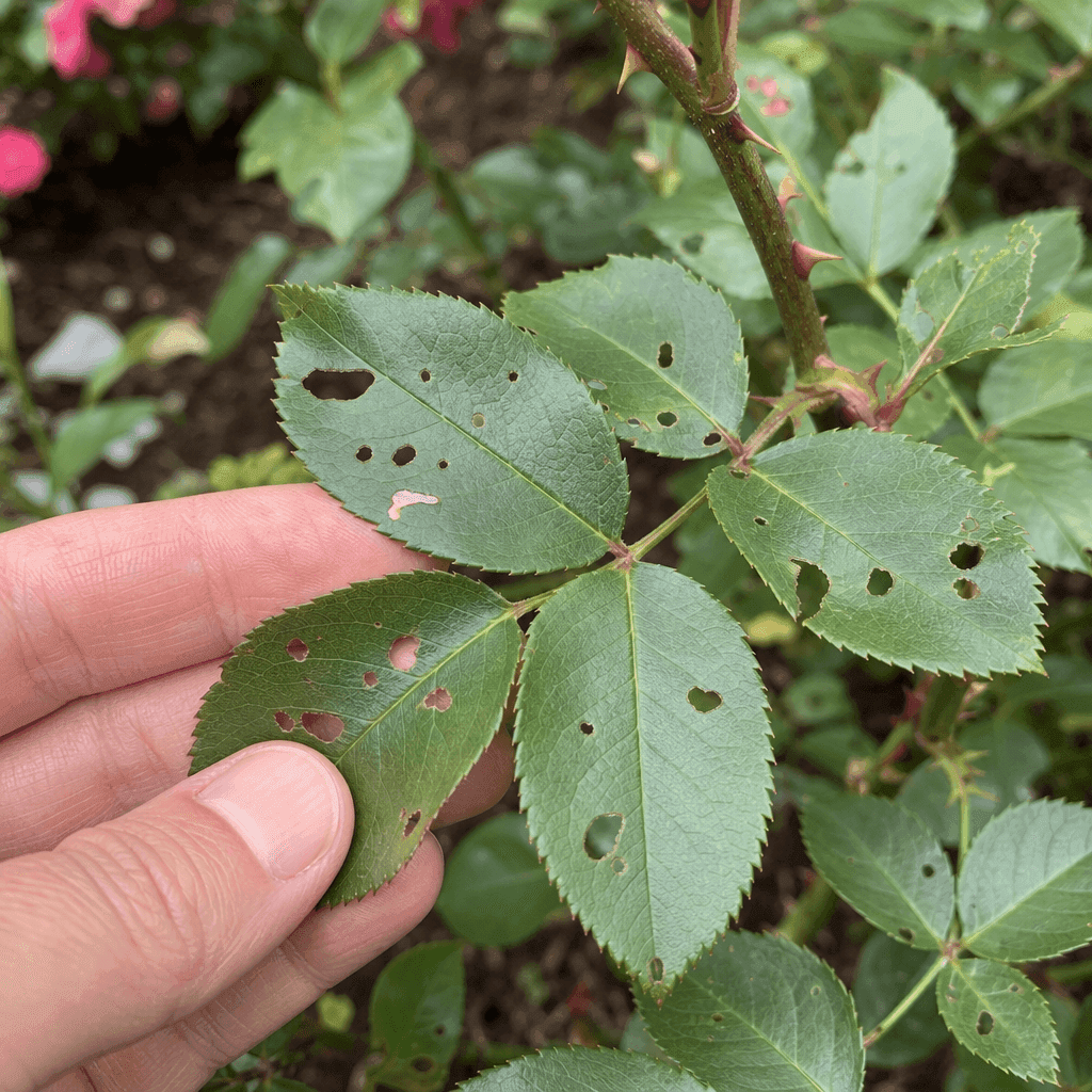 Rose holes in leaves — what to do now