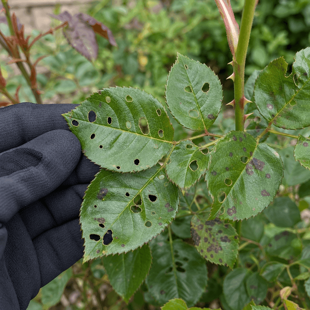Rose holes in leaves — most likely causes