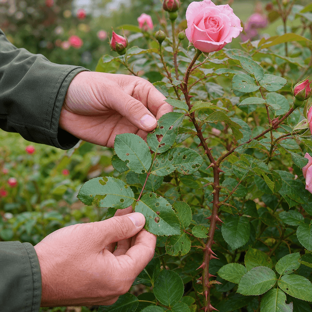 Rose holes in leaves — overview