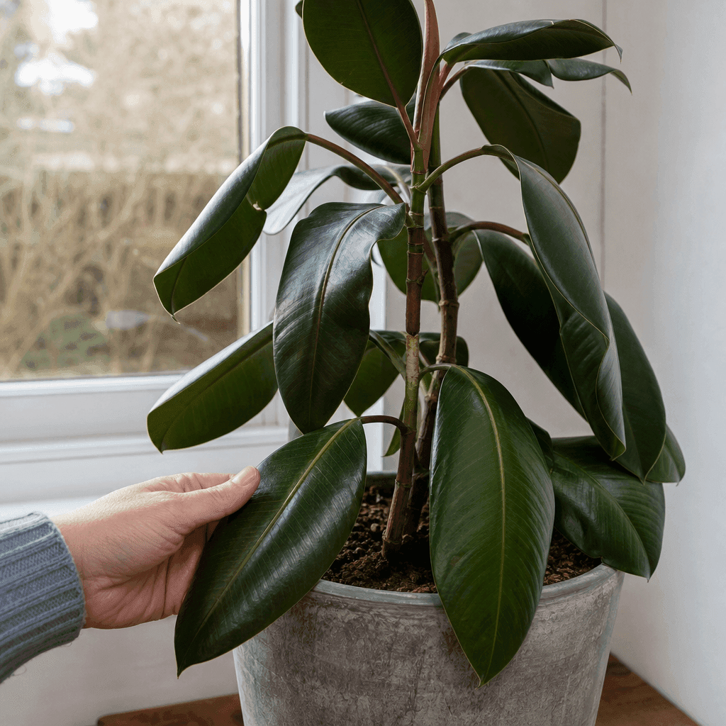 Rubber plant leaves drooping — UK timing notes