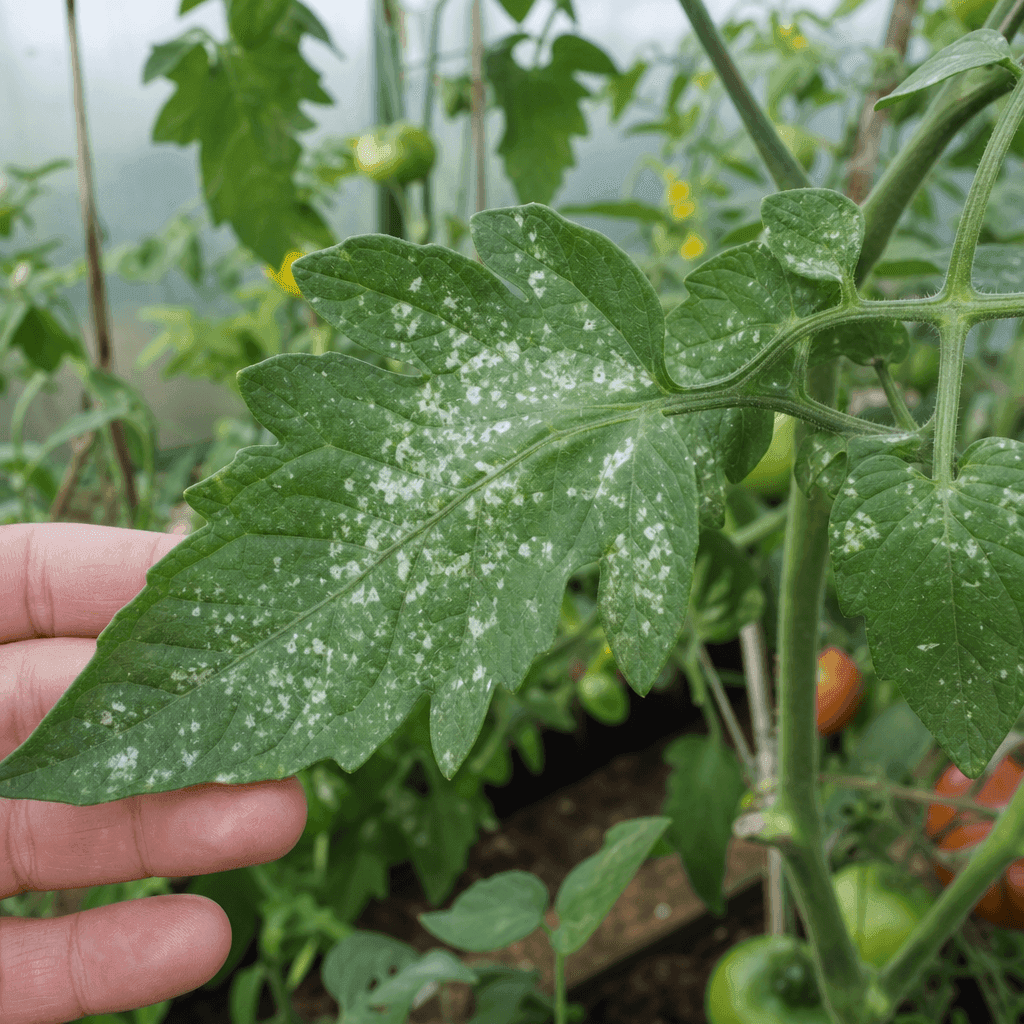 Tomato plant white spots on leaves — what not to do