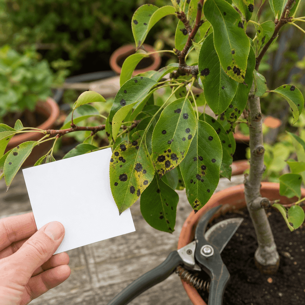 Black spots on pear tree leaves — decision path