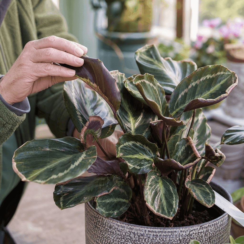 Calathea plant leaves curling — overview