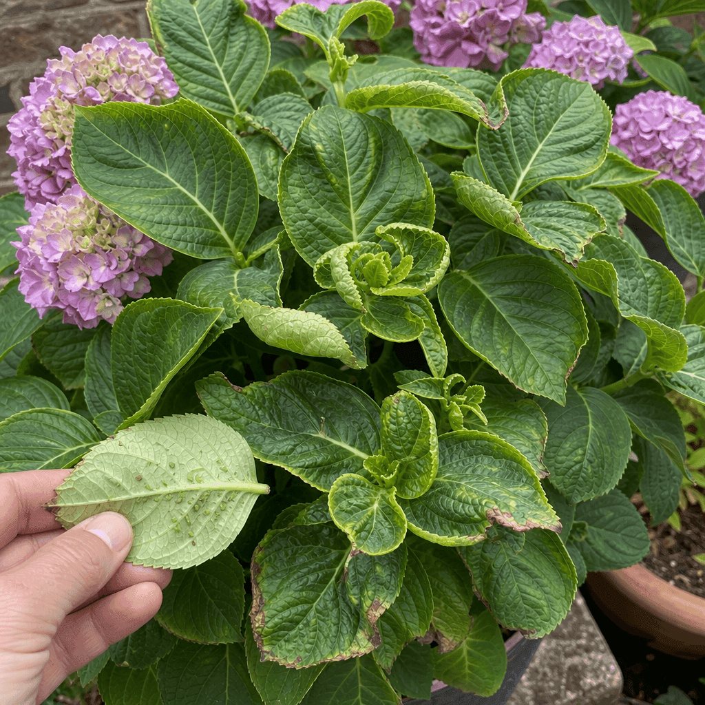 Hydrangea curling leaves — most likely causes