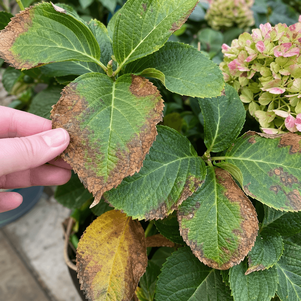 Hydrangea leaves brown — most likely causes
