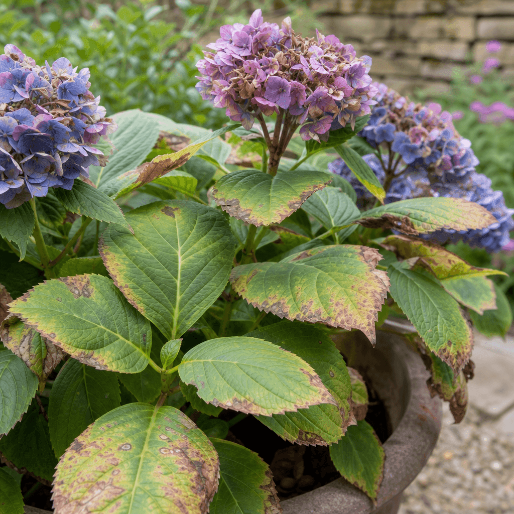 Hydrangea leaves brown — UK timing notes