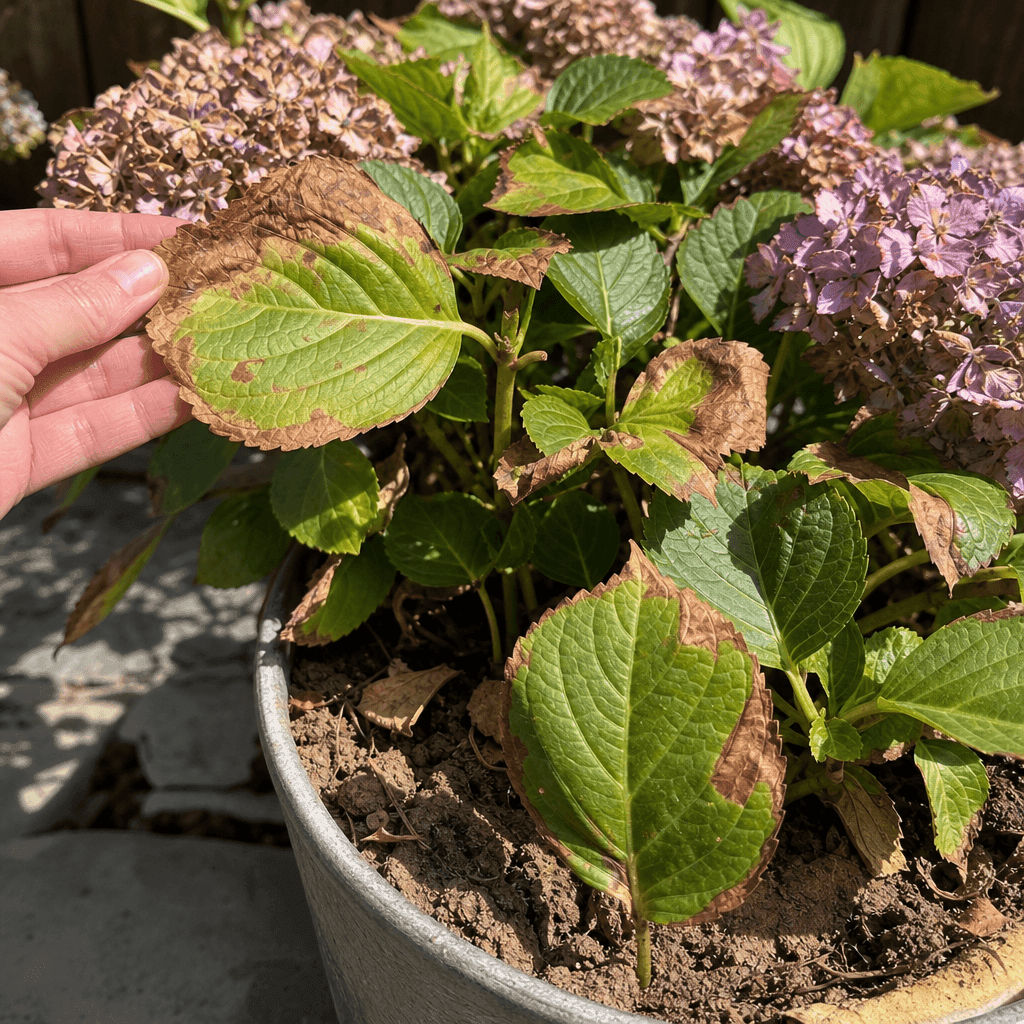 Hydrangea leaves brown — what not to do