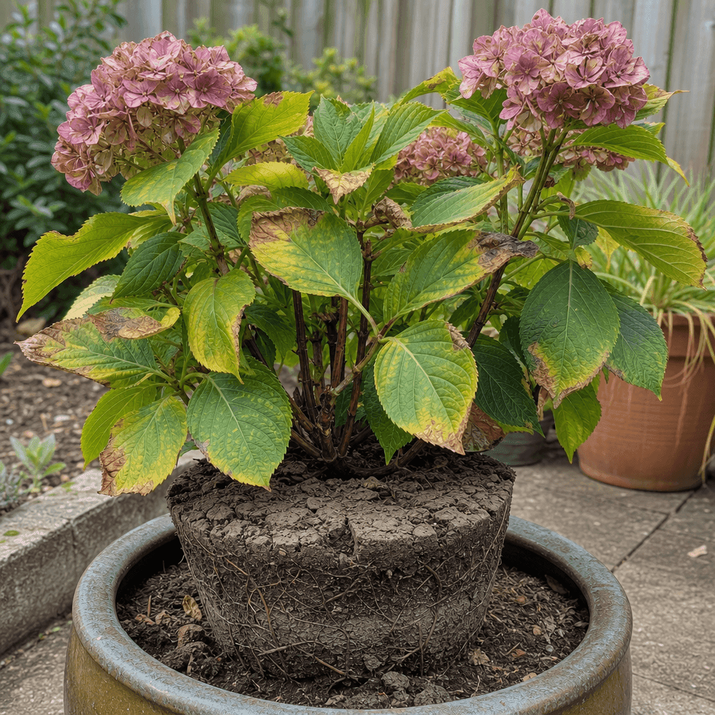 Hydrangea not flowering: Drought stress, pots and dry rootballs