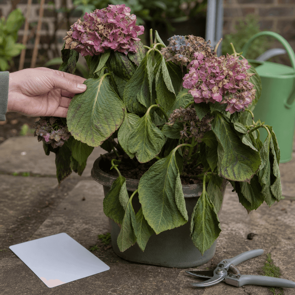 Hydrangea plant wilting — decision path