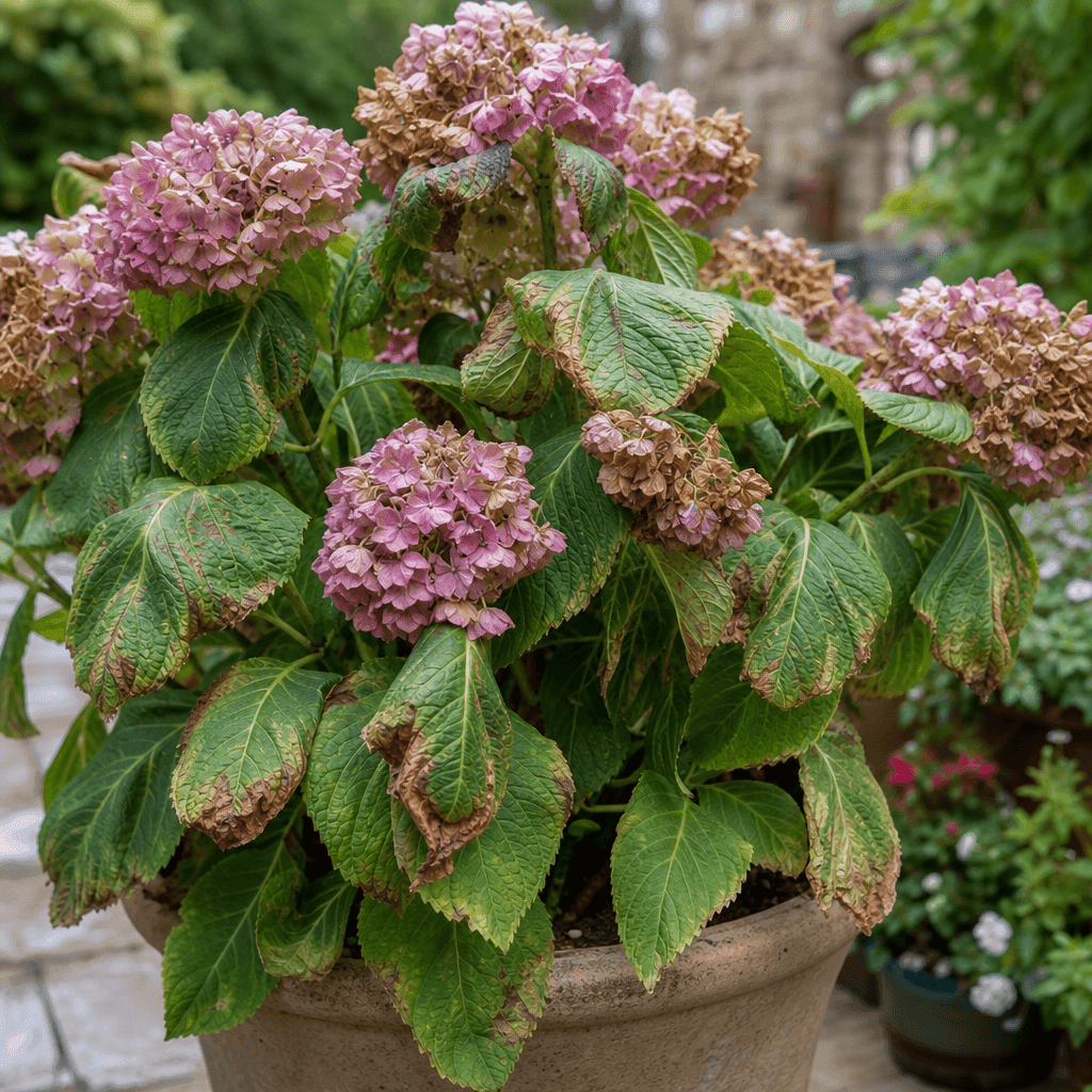 Hydrangea plant wilting: Too much sun, wind and exposed positions