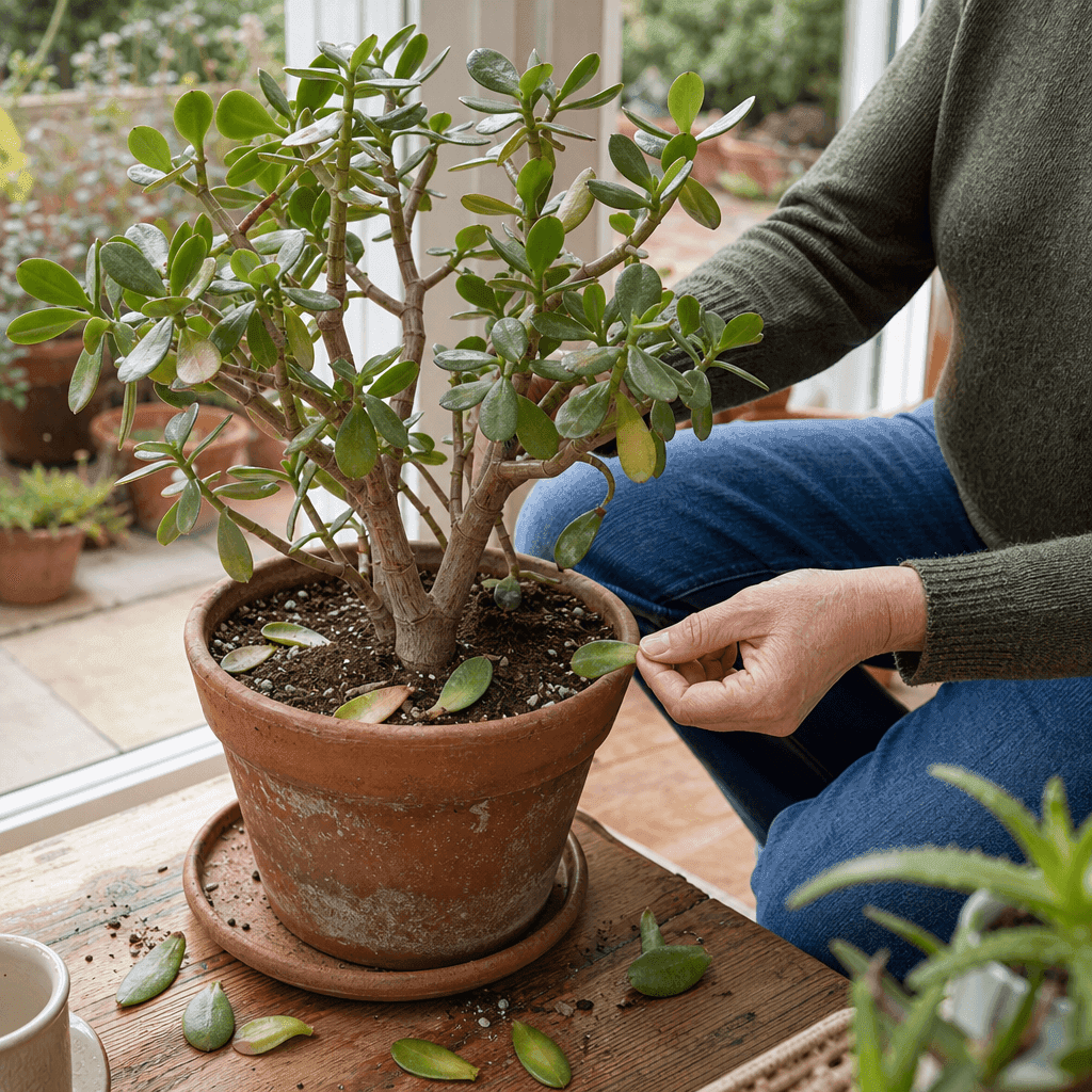 Jade plant dropping leaves — overview