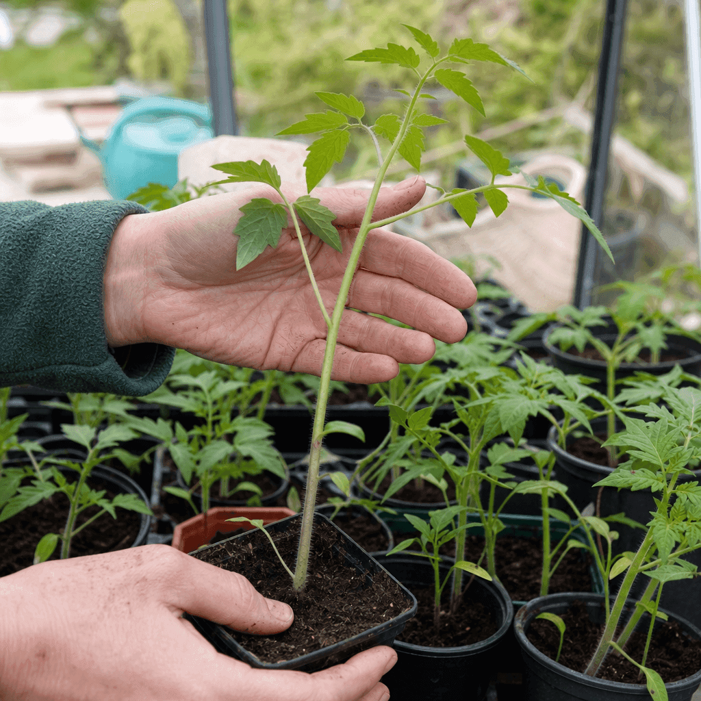 Leggy tomato seedlings — overview