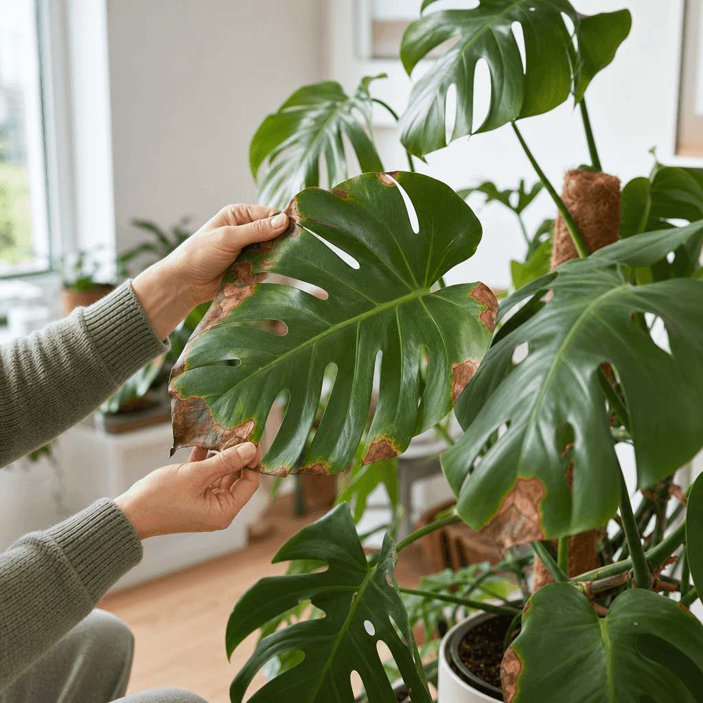 Monstera brown leaves — overview