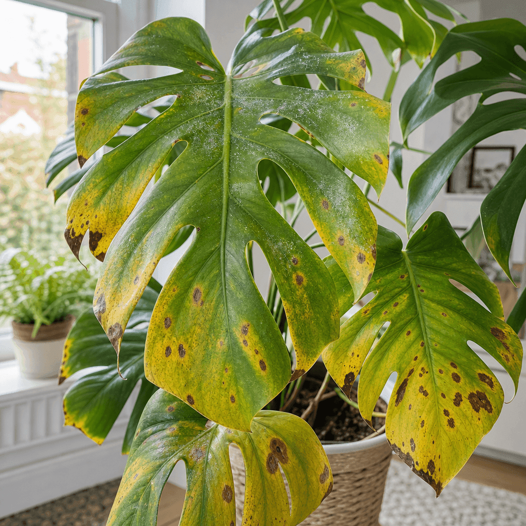 Monstera yellow leaves: Leaf disease and root rot complications