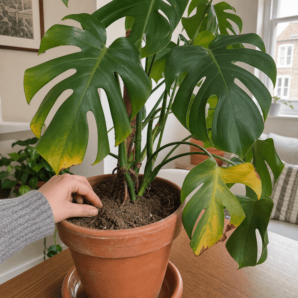 Monstera yellow leaves: Underwatering