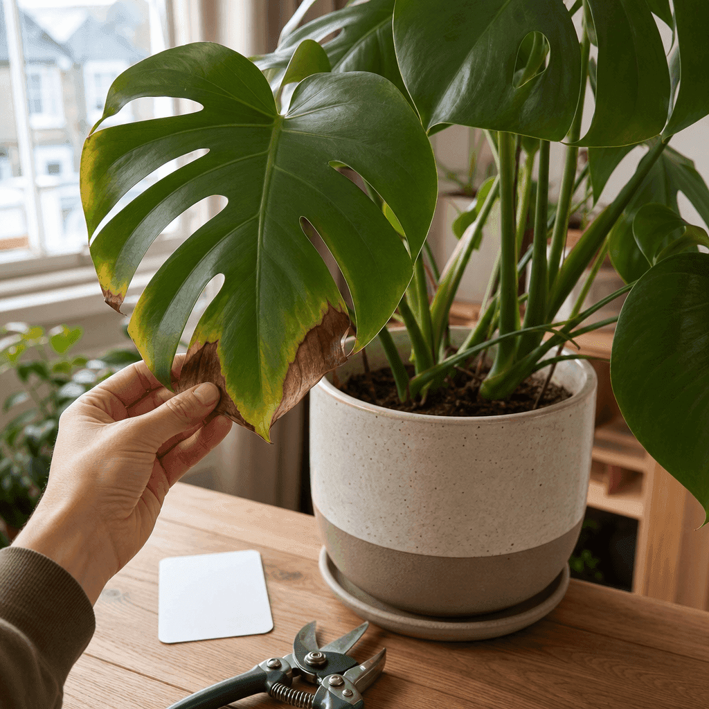 Monstera Yellow Leaves With Brown Edges — decision path