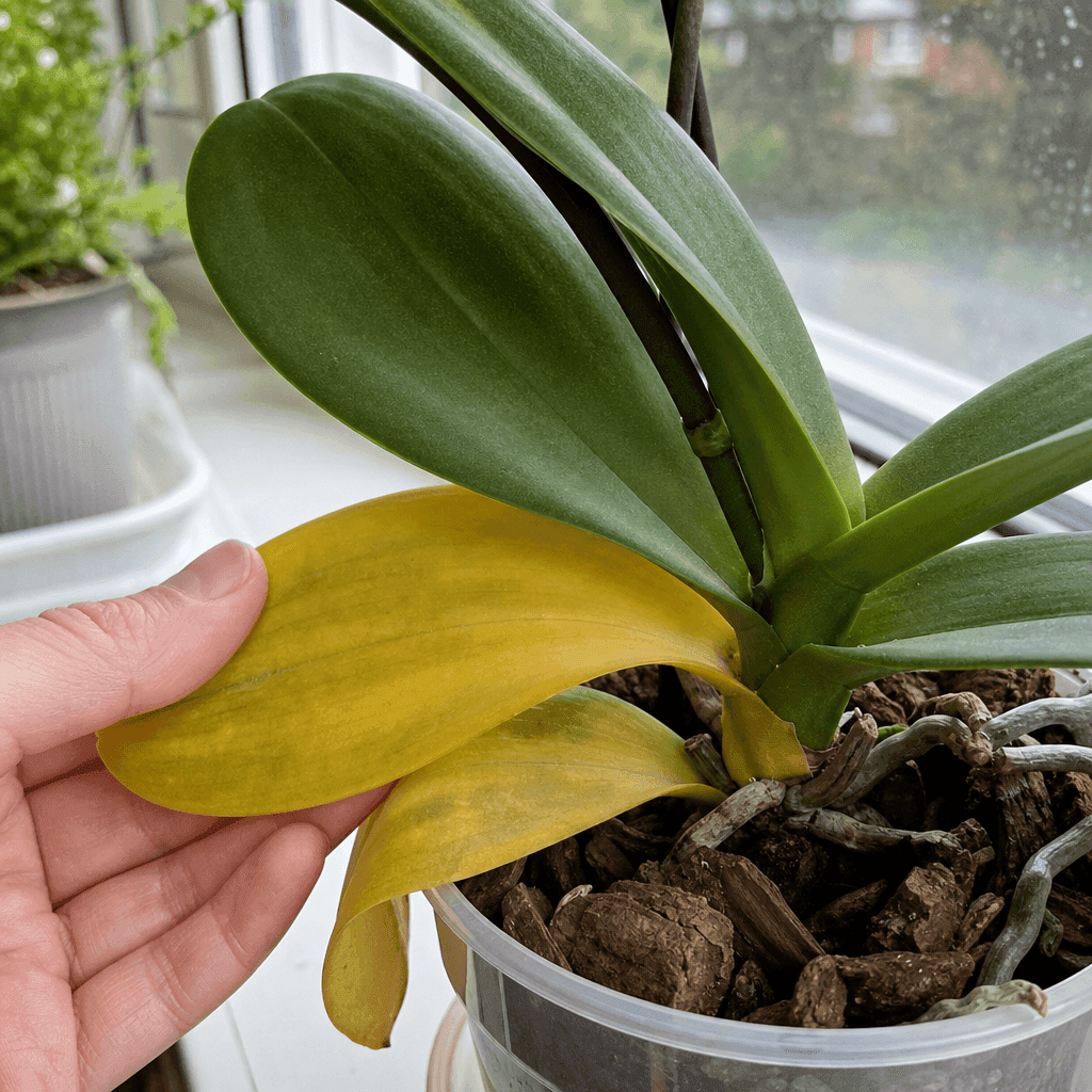 Orchid yellow leaves — UK timing notes