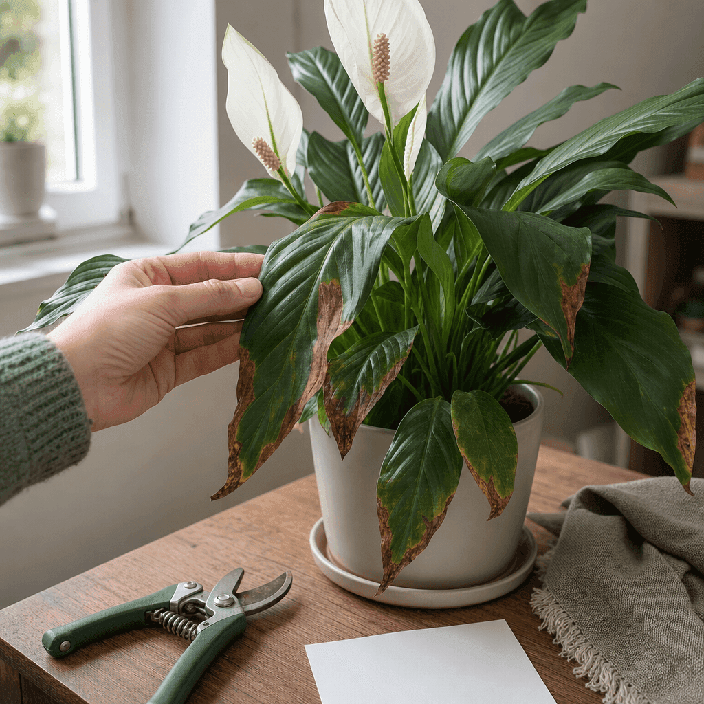 Peace lily brown leaves — decision path