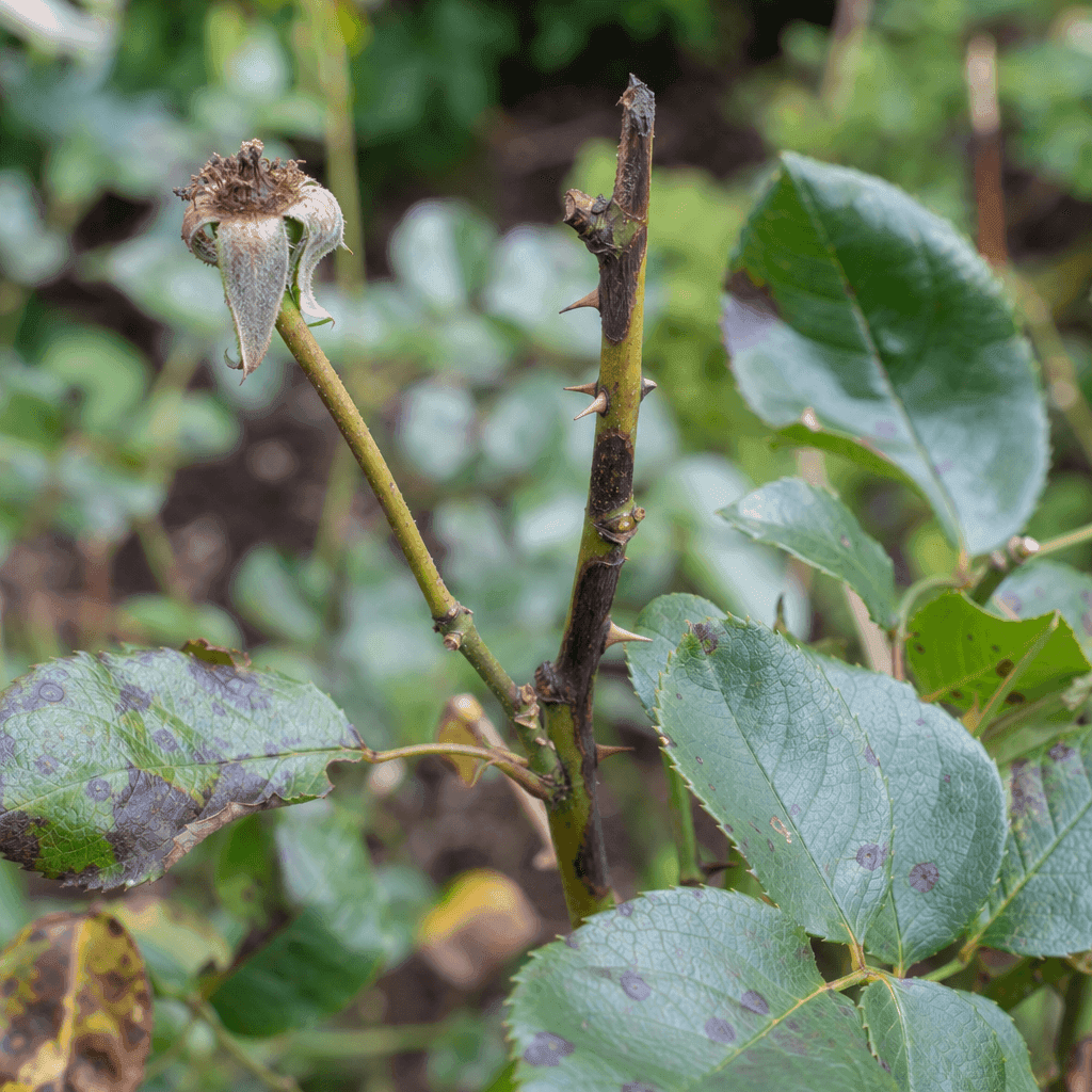 Black spot on roses: Botrytis, dieback and stem canker