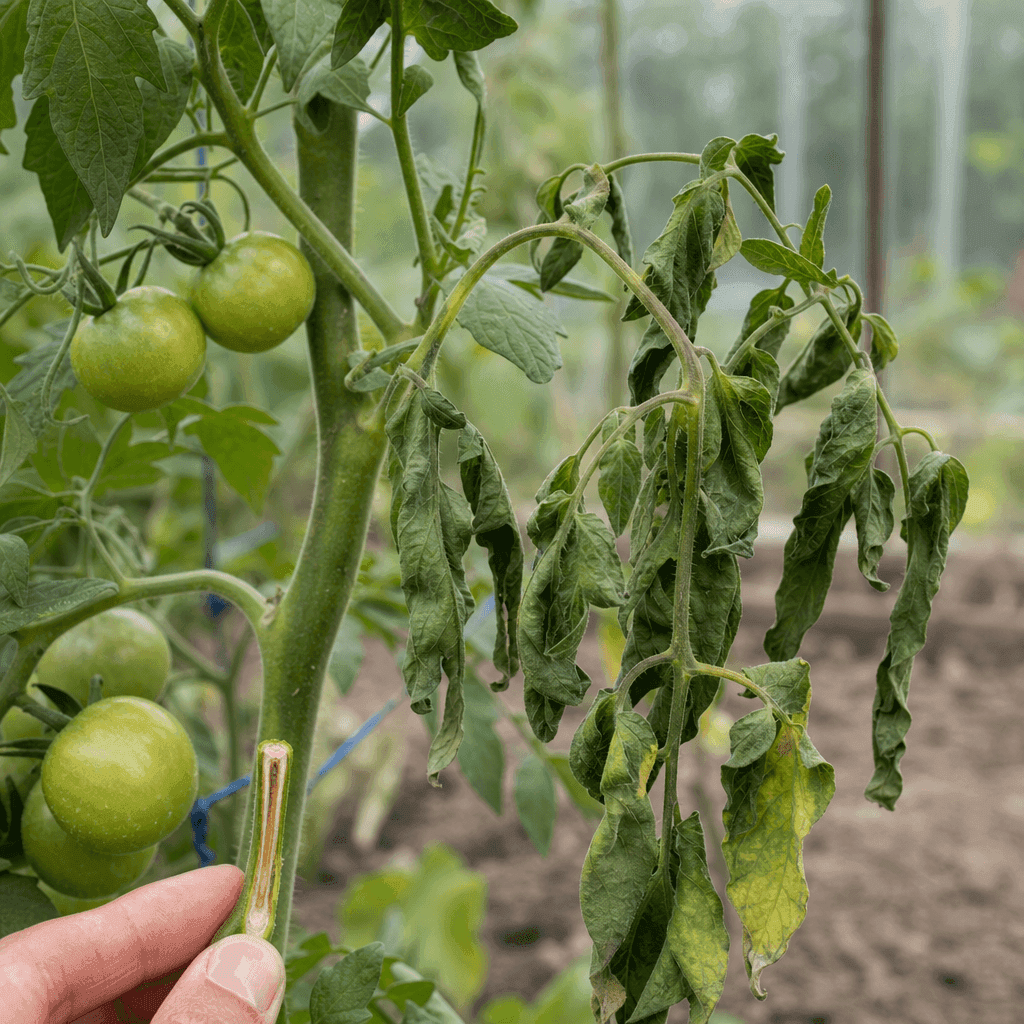 Wilting tomato plant: Fungal wilts: Fusarium and Verticillium